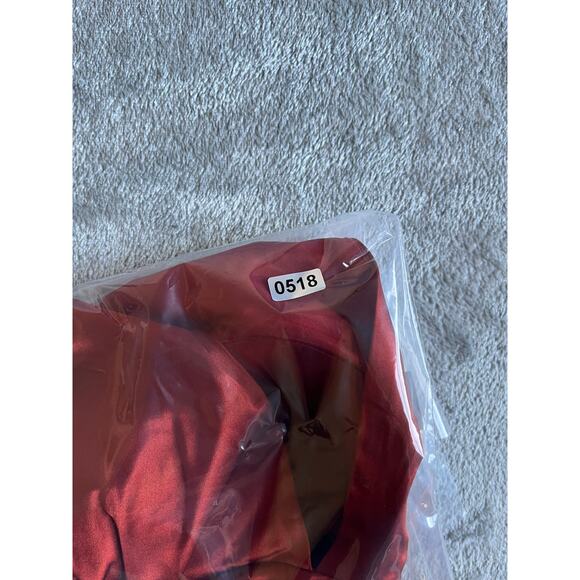 Vintage Y2K Cache Silk Ruched Dress 4 Burnt Orange Rust Asymmetric Fairy Halter - Picture 16 of 16